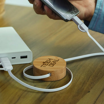 Bamboo Retractable Charging Cable - 124859-5